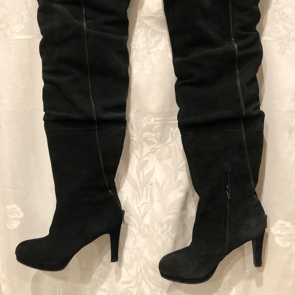 KELSI DAGGER Ebony Black Suede Over The Knee Boots US 8